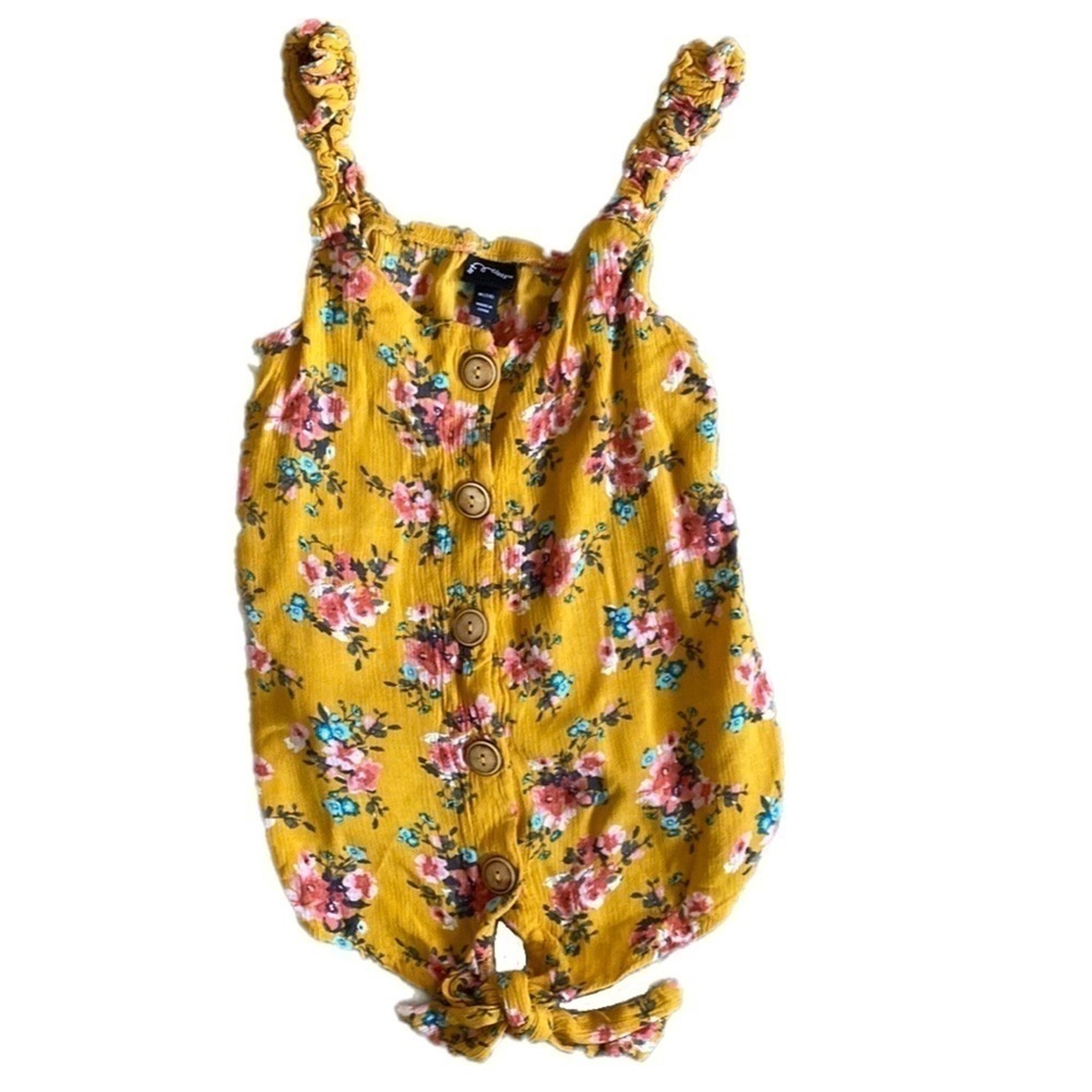 art class Girls Tie-front Crop Top‎ Yellow Floral Size Medium (7/8)